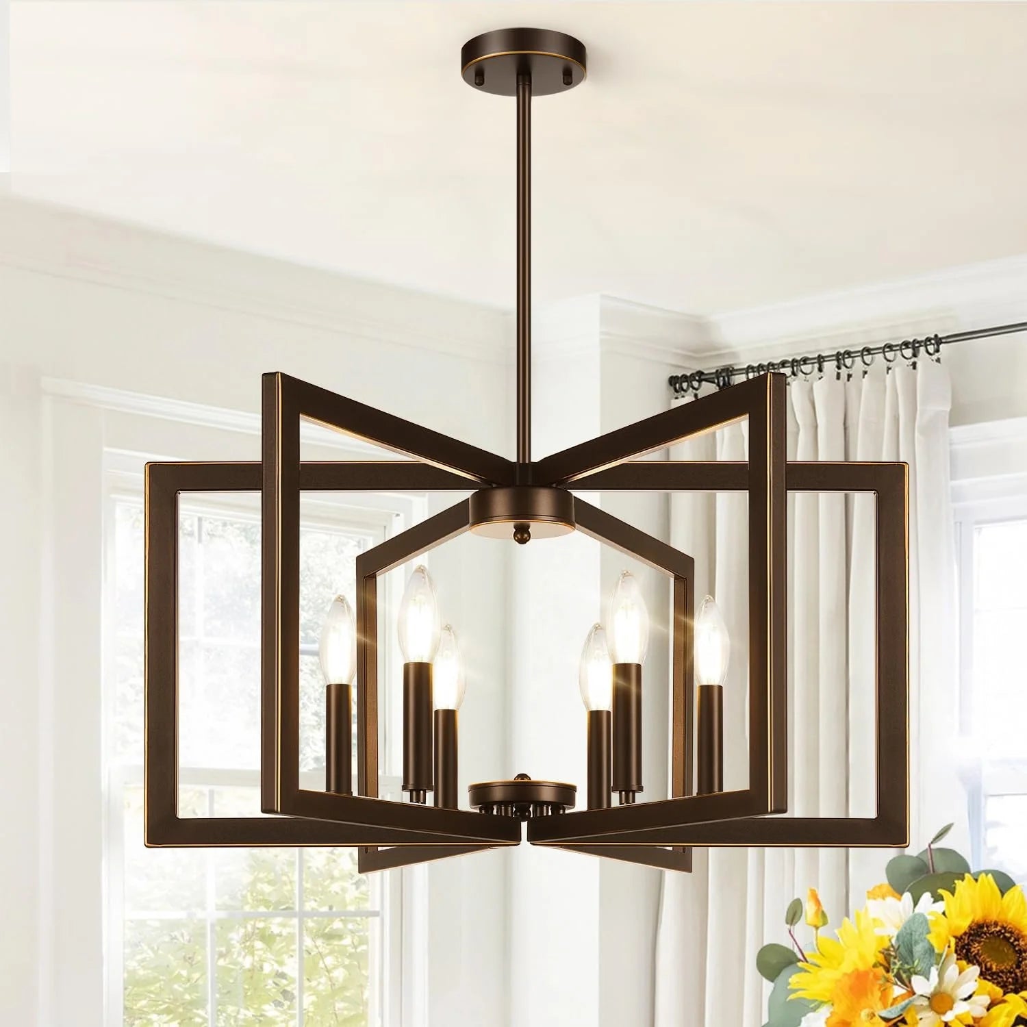 Special 25-61 Height Adjustable Modern Matte Black Chandelier for Dining Room - Image 3