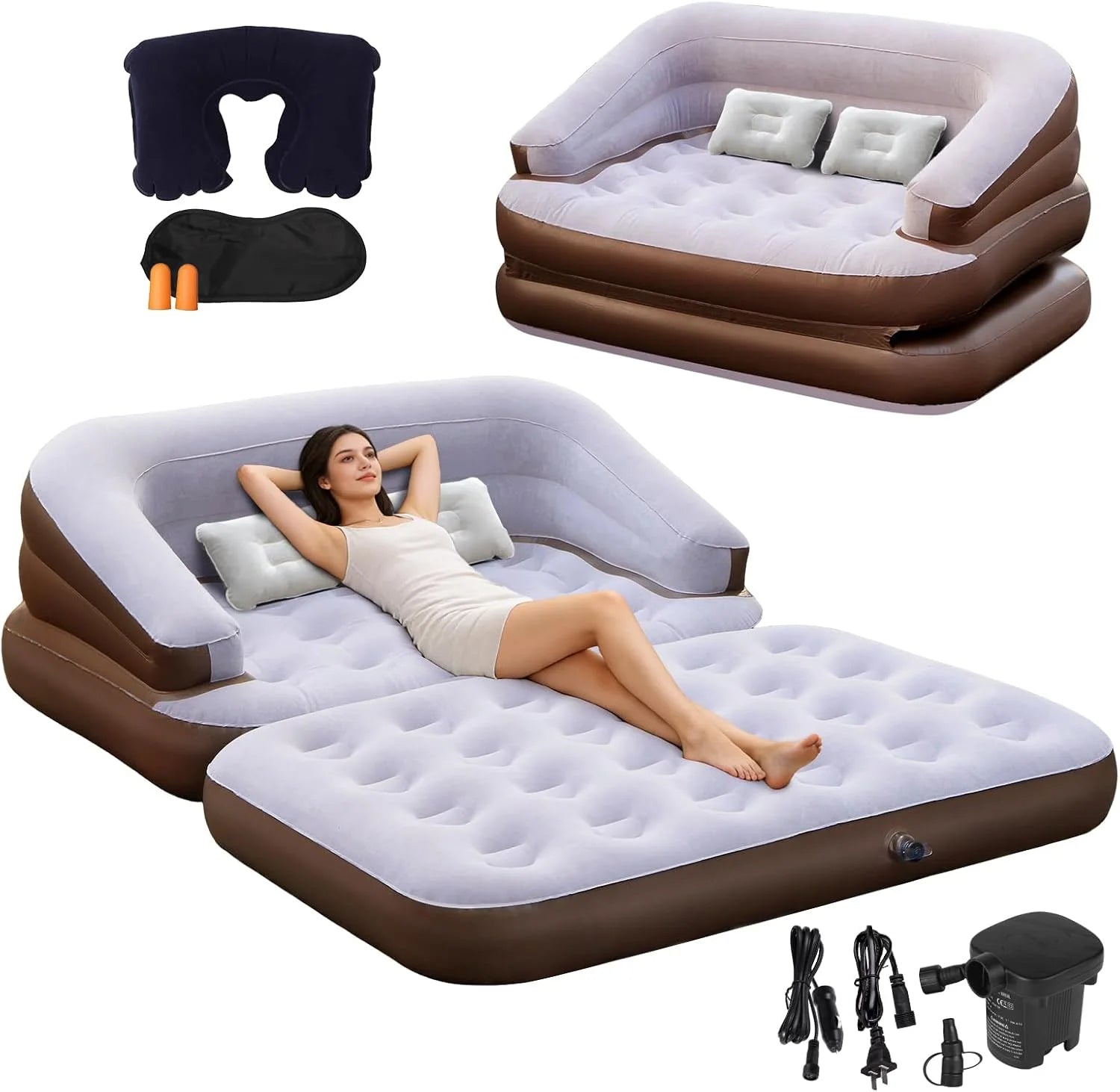 Special Full Size Inflatable Sofa Bed with Air Pump, 2-in-1 Portable Blow-Up Air Couch, Inflatable Couch Bed and Folding - Image 3