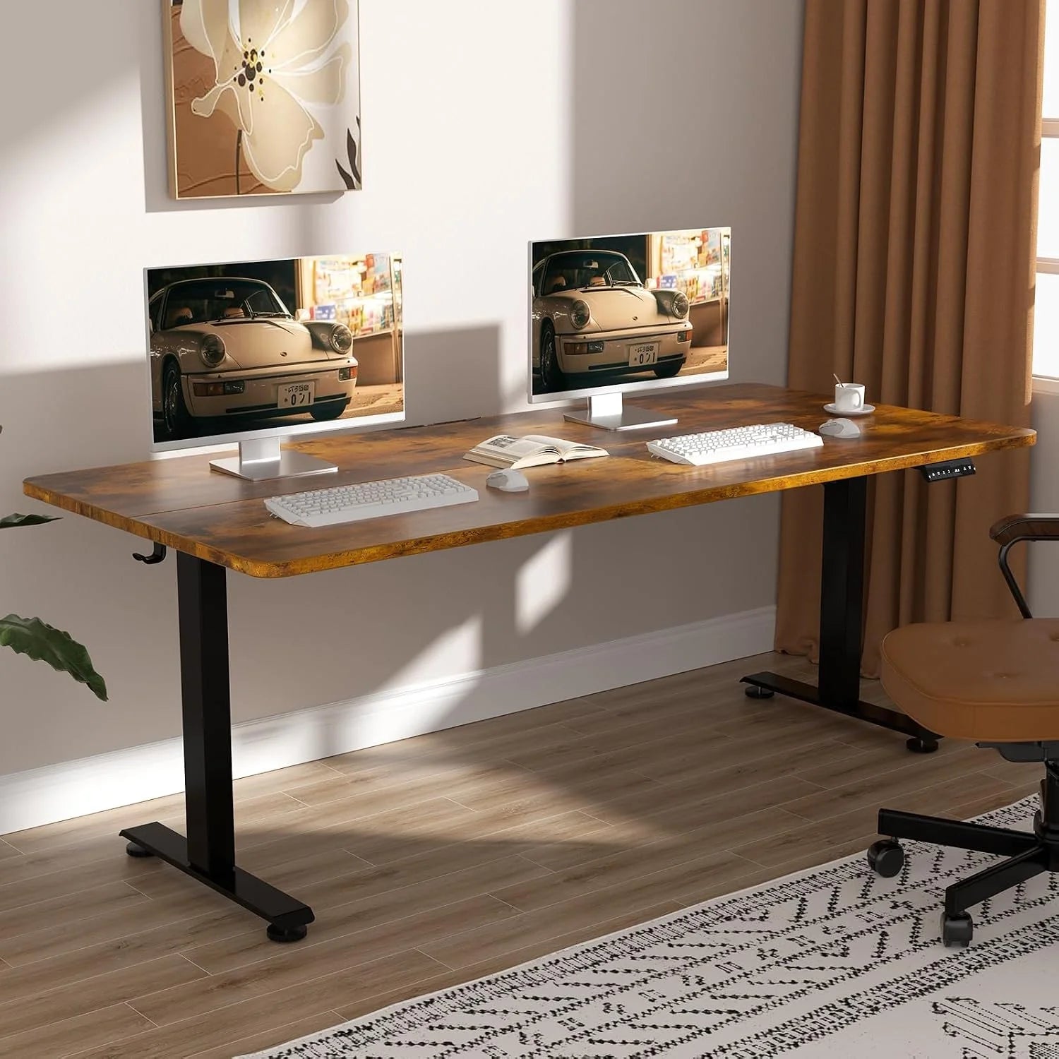 Special Veken 55 Inch Large Electric Standing Desk, Gaming Table, Height Adjustable Sit Stand Up Computer Tables for Home Office - Image 12
