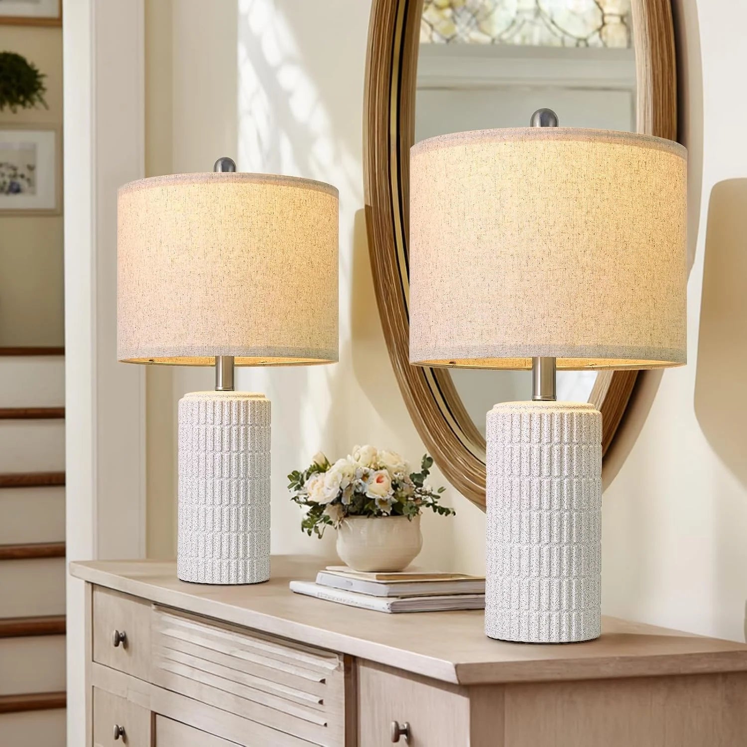 Special PoKat 20.75" Small Modern Ceramic Table Lamps Set of 2