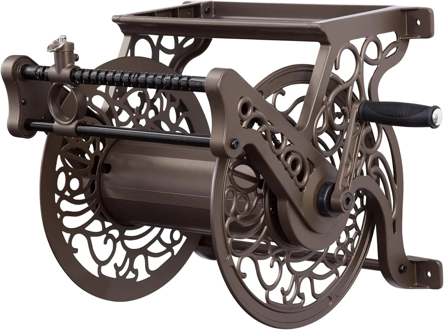 Special Liberty GARDEN 704 Decorative Cast Aluminum Wall Mount Garden Hose Reel, Holds 125-Feet of 5/8-Inch Hose " Bronze - Image 2