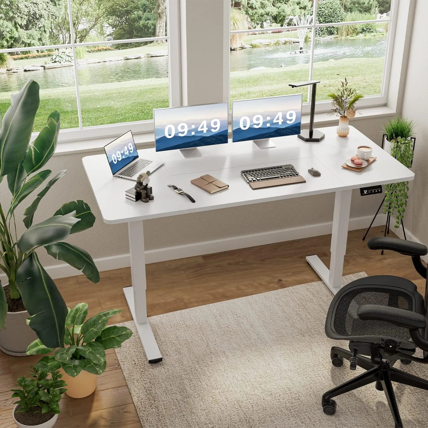 Special 55 x 24 Inches Electric Height Adjustable Standing Desk Large Sit Stand Up Desk Home Office Computer Desk Memory - Image 87