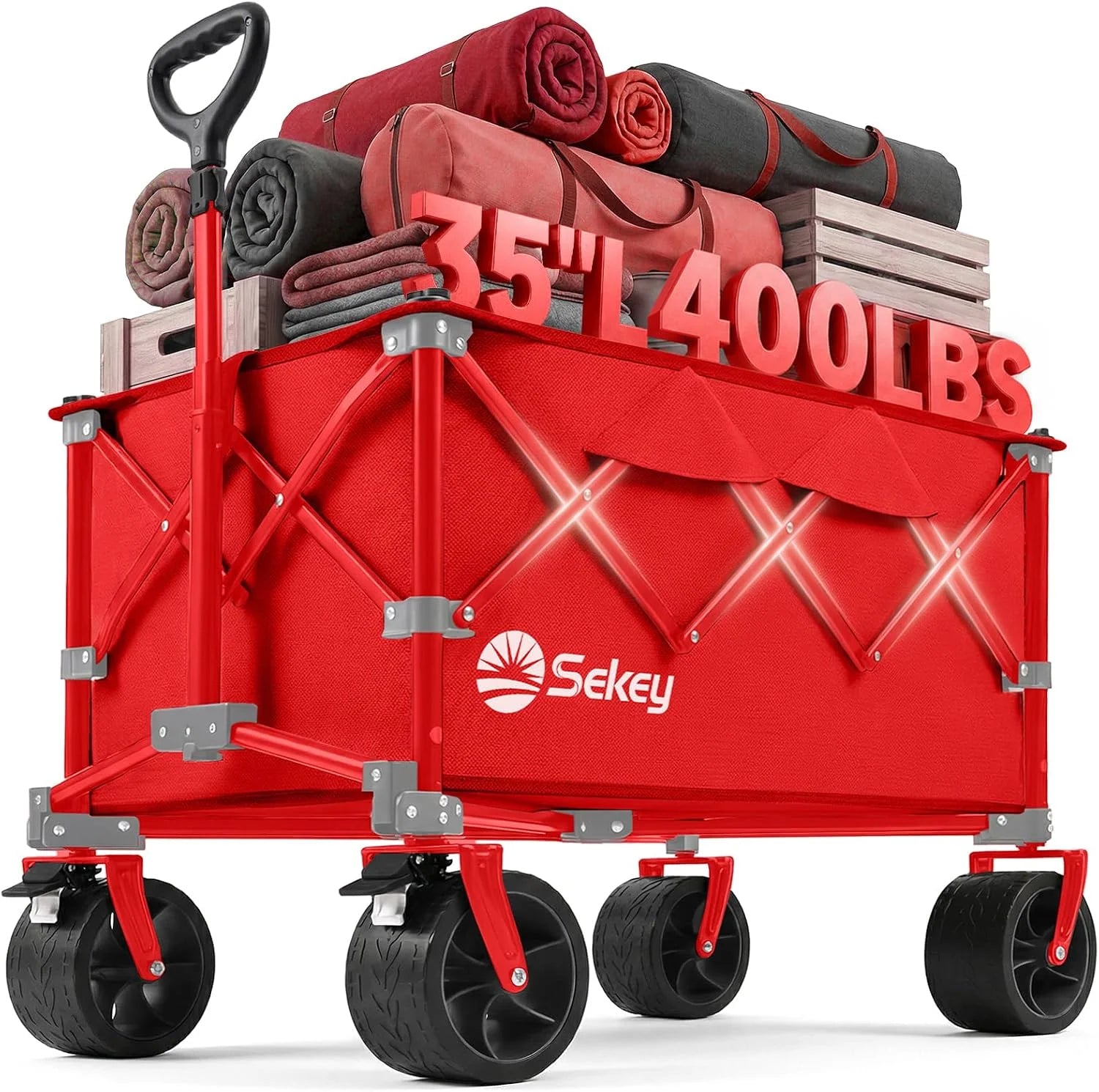Special 250L Wagons Carts Foldable with Big All-Terrian Beach Wheels, Collapsible Heavy Duty Wagon, Extra Large Folding Wagon - Image 3