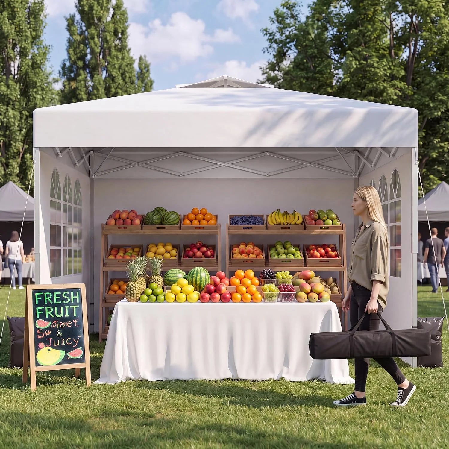Special Ponevora 10x10 One Push Pop Up Canopy Tent with Vented Roof, White - Image 2