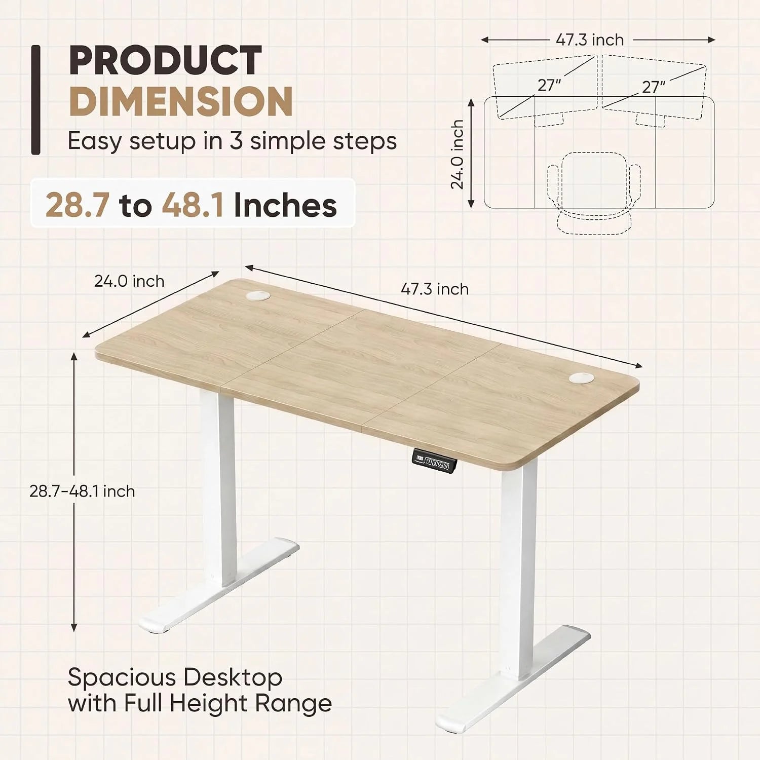 Special 55 x 24 Inches Electric Height Adjustable Standing Desk Large Sit Stand Up Desk Home Office Computer Desk Memory - Image 30