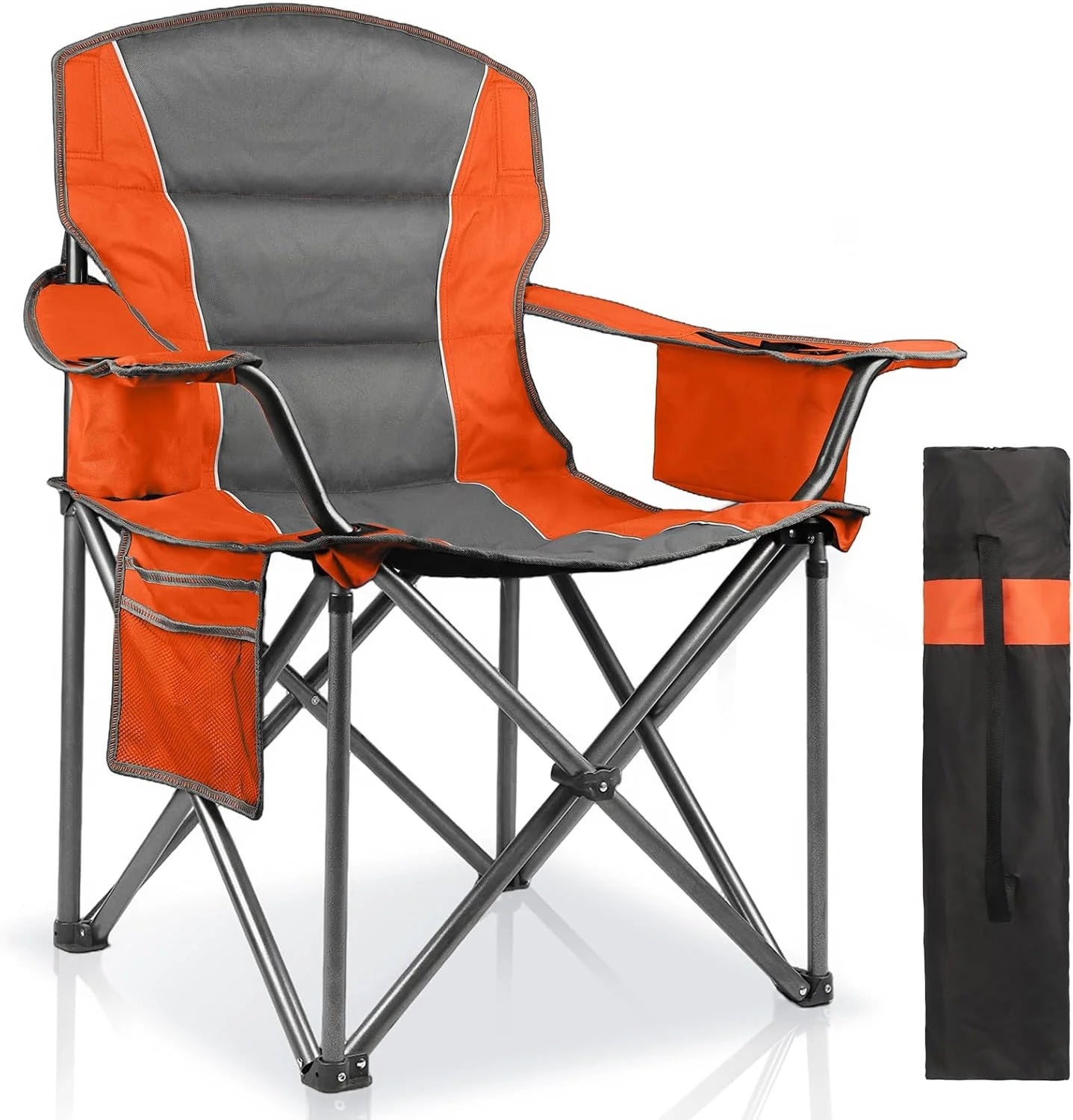 Special 2 Pack Padded Oversized Camping Chairs for Adults, Heavy Duty Support 400 Lbs, Folding Portable Lawn Chair - Image 8