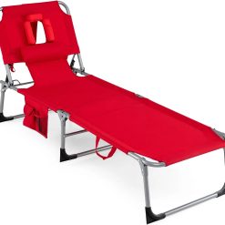 Special Tanning Chair with Face Hole, Folding Beach Lounge Chair with 4-Position Adjustable Backrest, Camping (1
