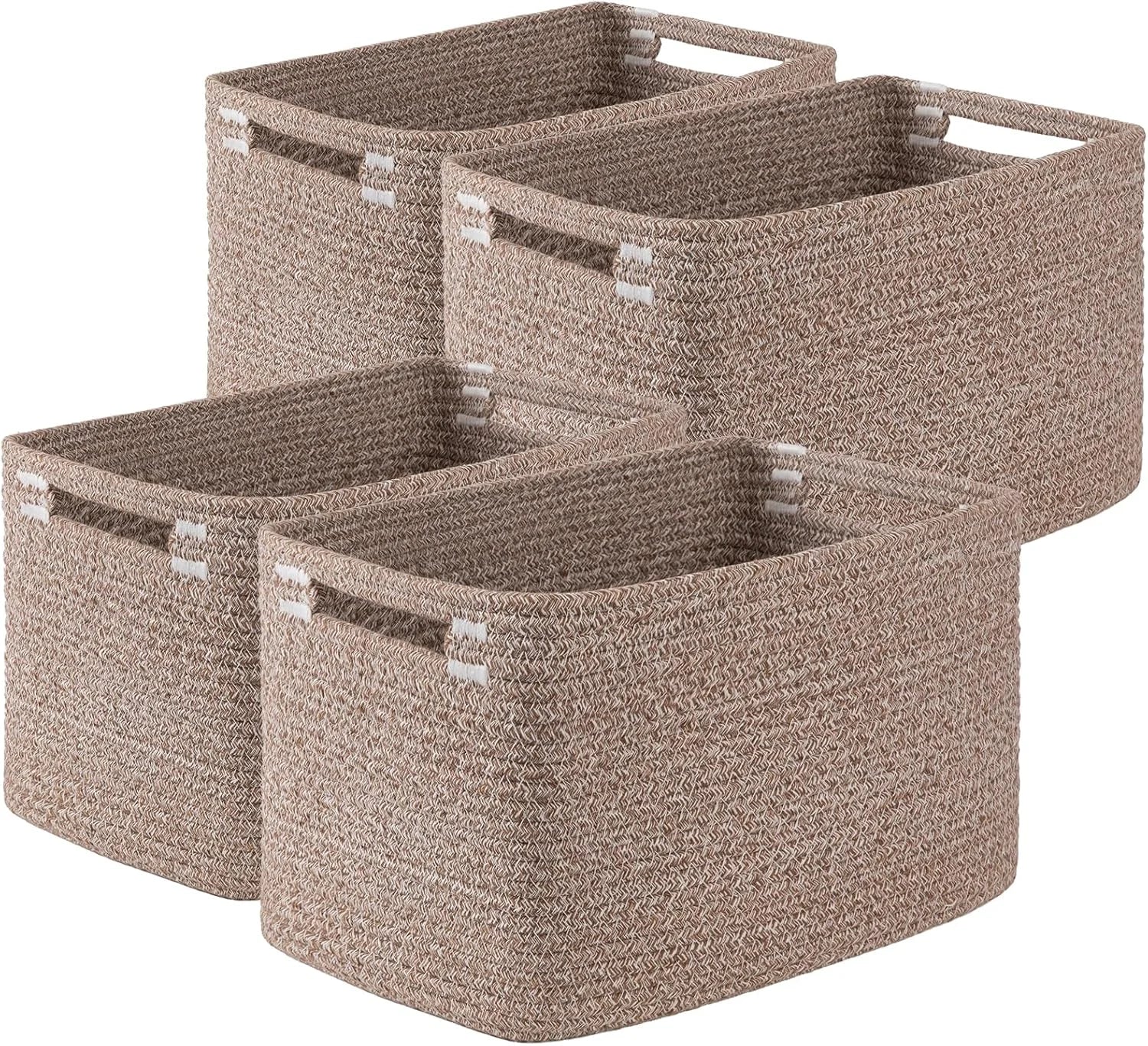 Special 4Packs Natural Cotton Rope Storage Baskets for Organizing Toys, Clothes, Towels & Books, Soft Versatile Organizers - Image 3