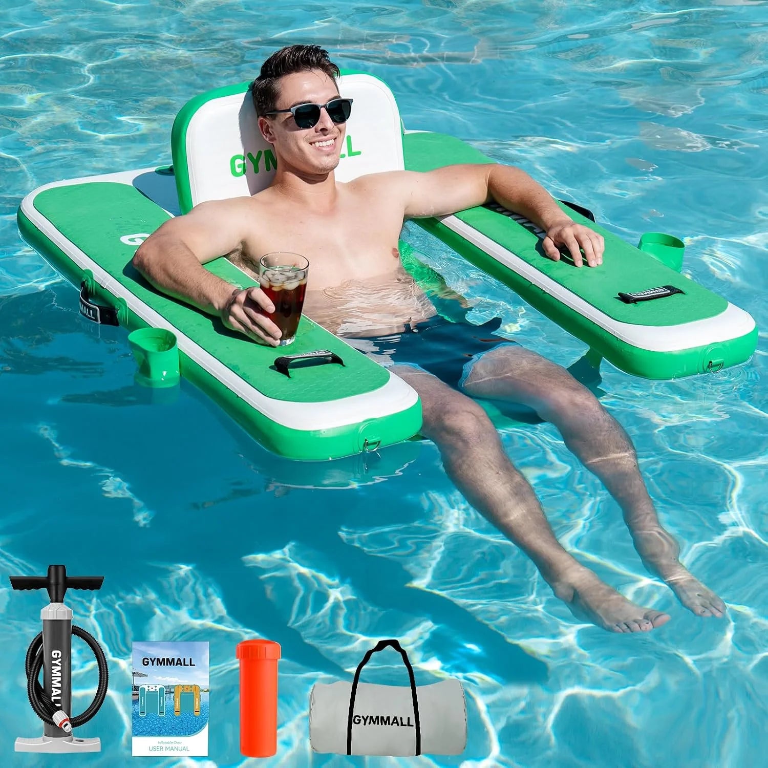 Special Inflatable Pool Lounger Float, Tanning Pool Chair Float for Adults, 53 L*43 W/ 47 Lx39 W Sunchill Floating Chair Dock