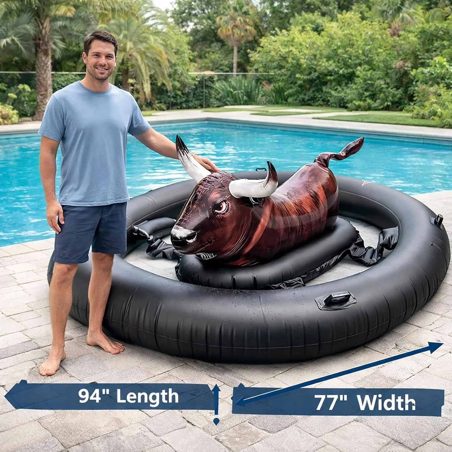Special Realistic Bullfighter Mount Children Water Inflatable Toys Adult Thick Floating Row Inflatable Bull Water Toys - Image 4