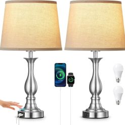 Alternative view of Special Bedside Table Lamp Touch Control Bedroom Lamps with USB A and C Charging Port 3 Way Dimmable Touch Lamps for Nightstand