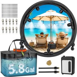 Special Portable Misting Systems, Outdoor Water Cooling Misters Set with 5200mAh Water Pump, 5.8GAL/22L Bucket