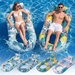 Special 4 Pack Inflatable Heavy Duty Pool Floats Lounger, Giant Pool Floats Adult Size with Backrest & Footrest