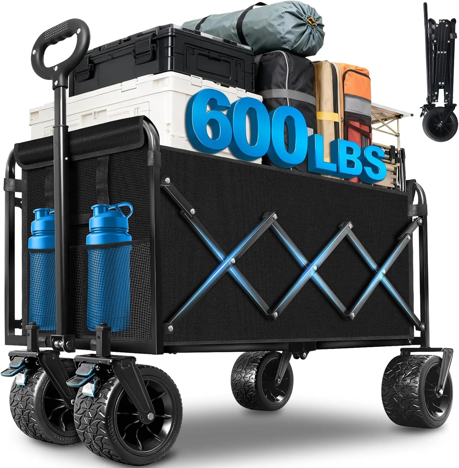Special Wagons Carts Foldable, Collapsible Wagon, Foldable Wagon Cart with Wheels, Folding Wagons for Beach Camp Sports Garden - Image 4