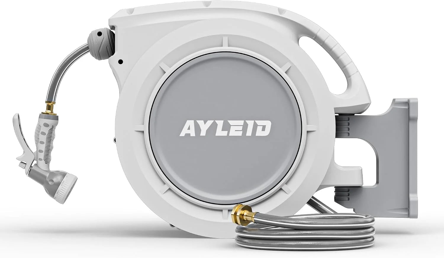 Special Retractable Rubber Hybrid Garden Hose Reel, 5/8x100ft Wall Mount, 24-month warranty, 9-pattern sprayer - Image 2