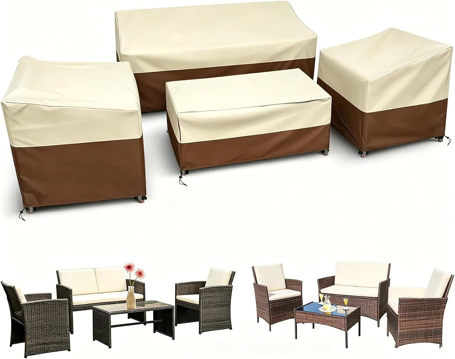 Special STARTWO Patio Furniture Cover 4 Piece Set, Black, Regular - Image 3