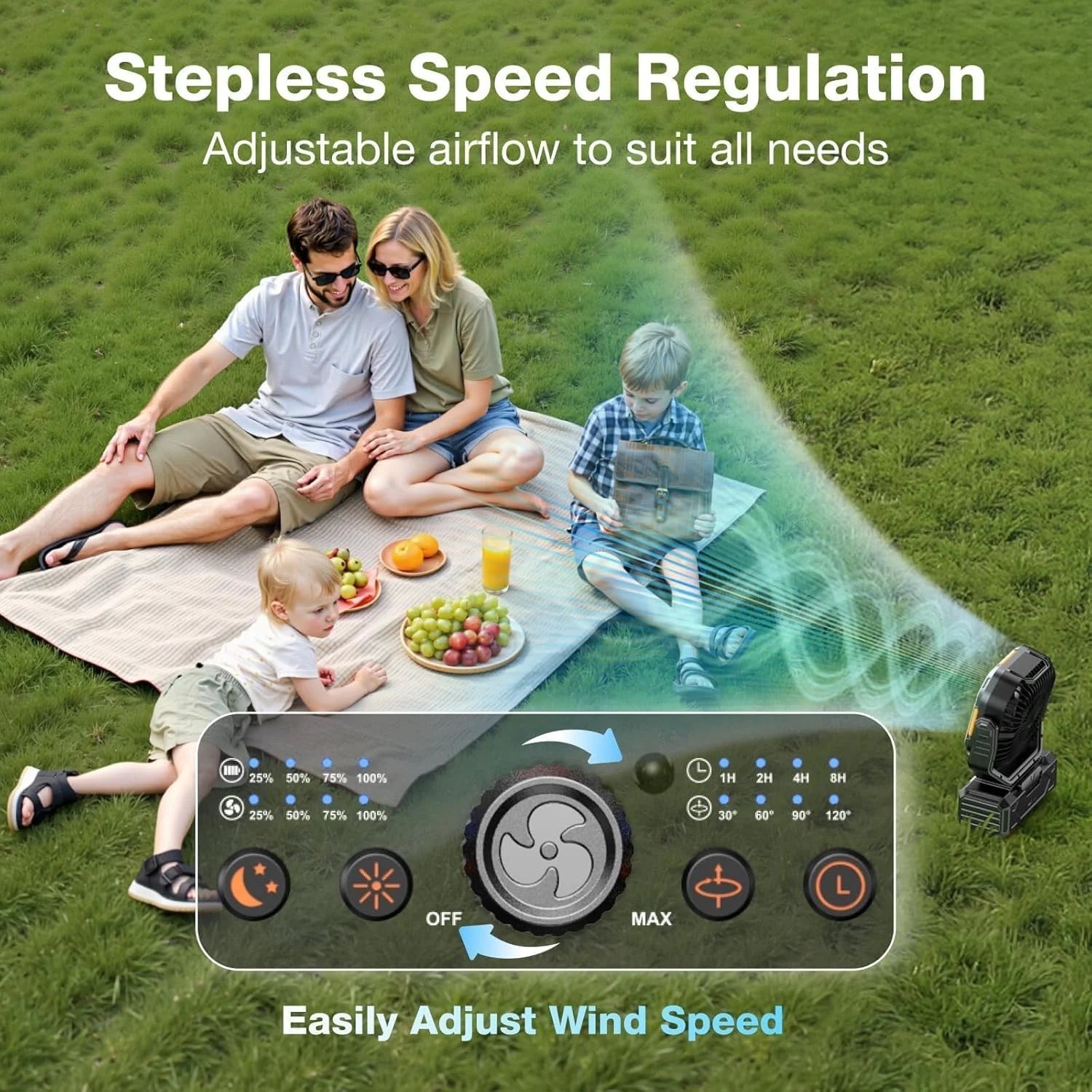 Special OGERY Portable Fan Rechargeable, 30000mAh Camping Fan for Tent, RV & Outdoor with Up to 322H Runtime - Image 6