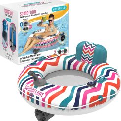 Special Living Motorized Inflatable Pool Float Lounger Tube, Bluetooth 5 IPX7 Waterproof Speaker, 66W Motor