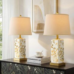 Special Vortether 20.5 Small Bedside Lamps Set of 2 with 5FT Cord, Green Ceramic Modern Farmhouse Table Lamps for Nightstand