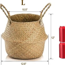 Alternative view of Special Woven Seagrass Plant Basket with Handles, Ideal Wicker Baskets Storage Plant Pot Baskets for Laundry