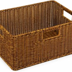 Alternative view of Special Wicker Basket, Water Hyacinth Wicker Storage Organizing Basket, Rectangular Basket for Shelves, Rattan