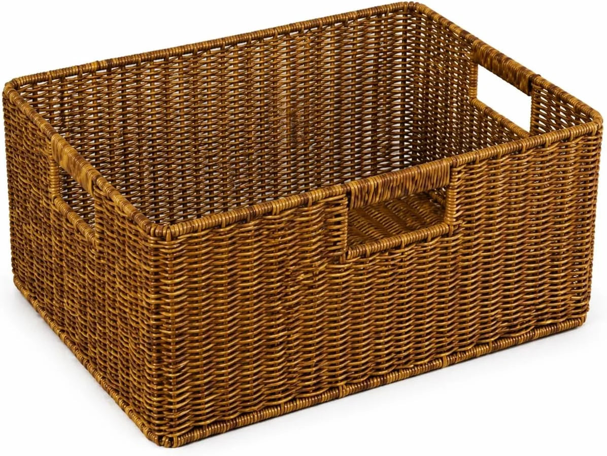 Special Wicker Basket, Water Hyacinth Wicker Storage Organizing Basket, Rectangular Basket for Shelves, Rattan - Image 2
