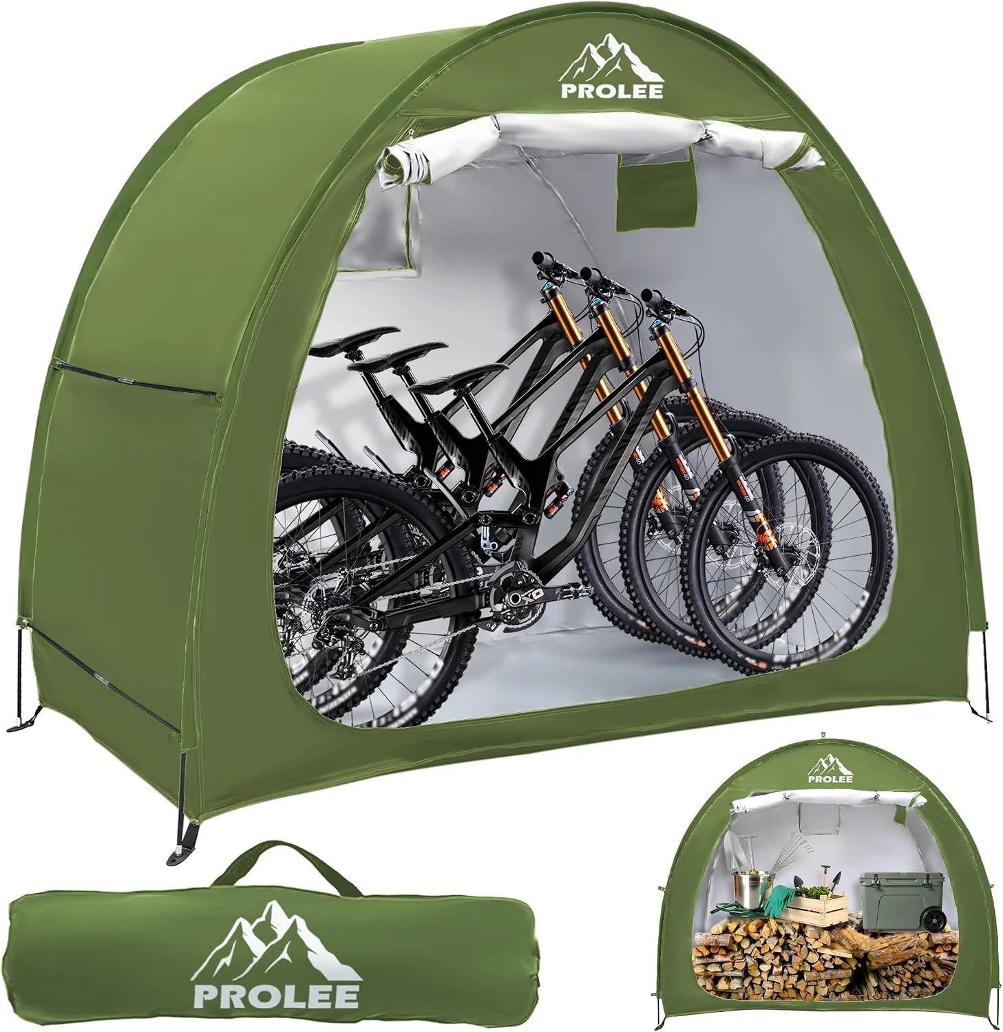 Special PROLEE Bike Shed 6.6FT, Waterproof Oxford Fabric Storage Tent for 2 Bikes, Outdoor Storage with Window Design, Black