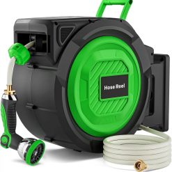 Special Garden Hose Reel, 1/2 in x 100 ft Automatic Slow Rewind System & Any Length Lock, Heavy Duty Wall-Mounted