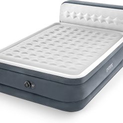Special INTEX Queen Size Air Mattress, 18in Height Airbed with Headboard, Built-in Pump