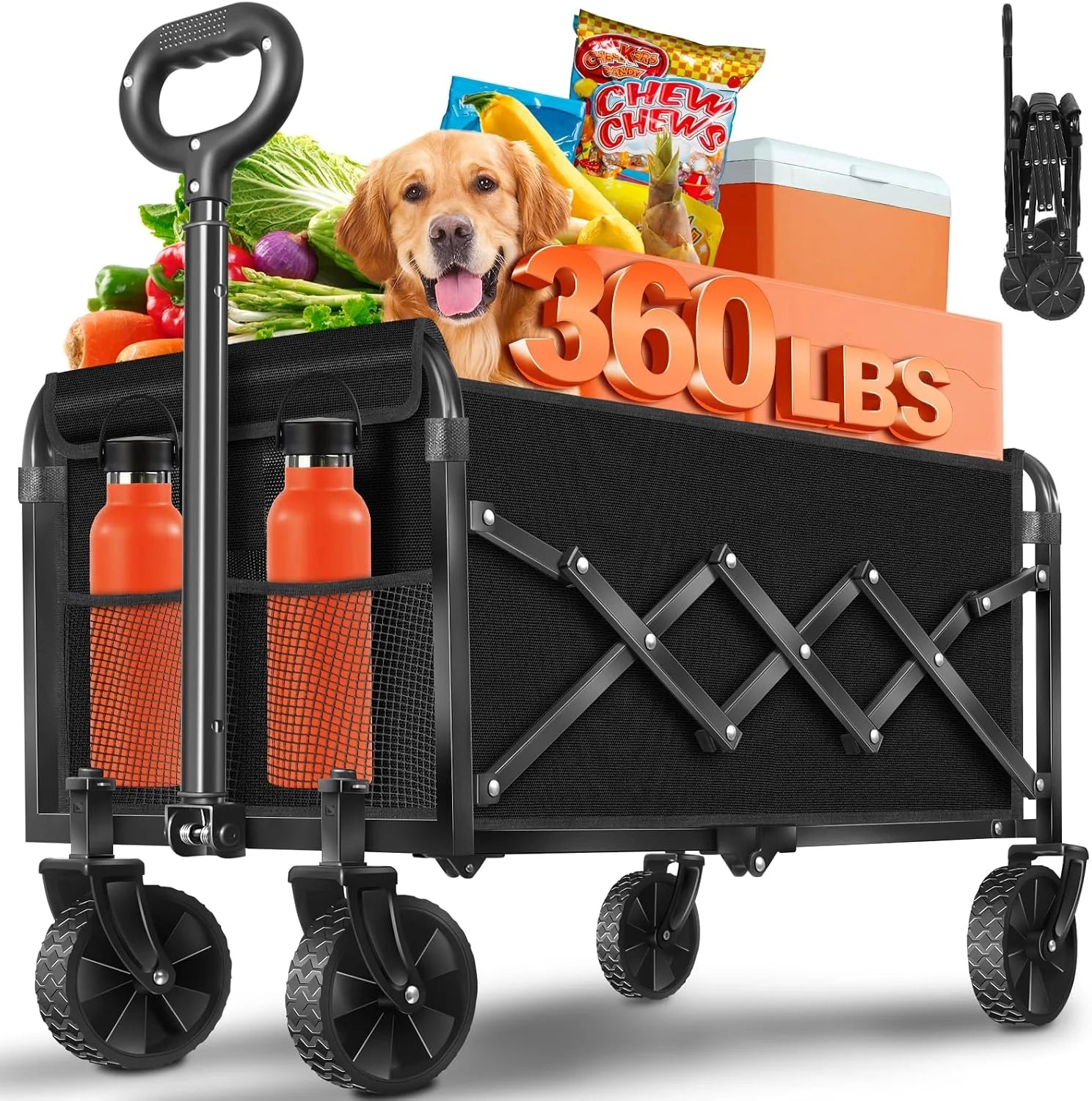 Special Wagons Carts Foldable, Collapsible Wagon, Foldable Wagon Cart with Wheels, Folding Wagons for Beach Camp Sports Garden - Image 5