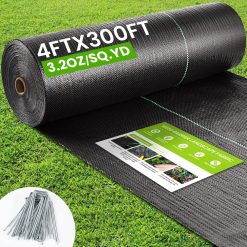 Alternative view of Special 4FTX300FT Weed Barrier Fabric, 3.2oz Landscape Fabric, Durable Weed Barrier Fabric Heavy Duty with 20 U-Shaped