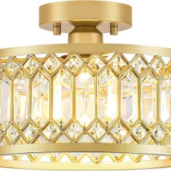 Special Crystal Black Ceiling Light, Modern Semi Flush Mount Ceiling Lighting Fixture