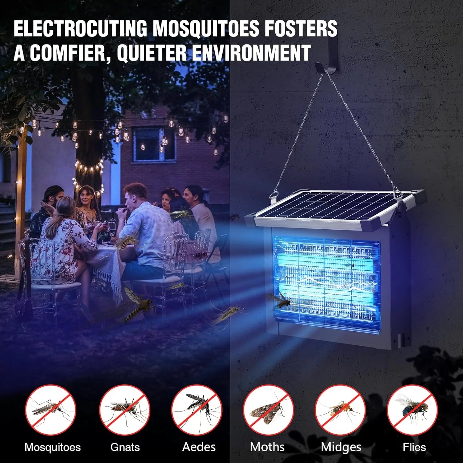 Special Bug Zapper Outdoor, 4500V Mosquito Zapper Waterproof with Panel Sensor Electric Fly Zapper Rechargeable Mosquito - Image 6