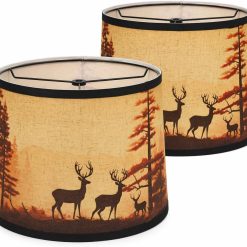 Alternative view of Special Rustic Deer Printed Empire Lamp Shades Set of 2