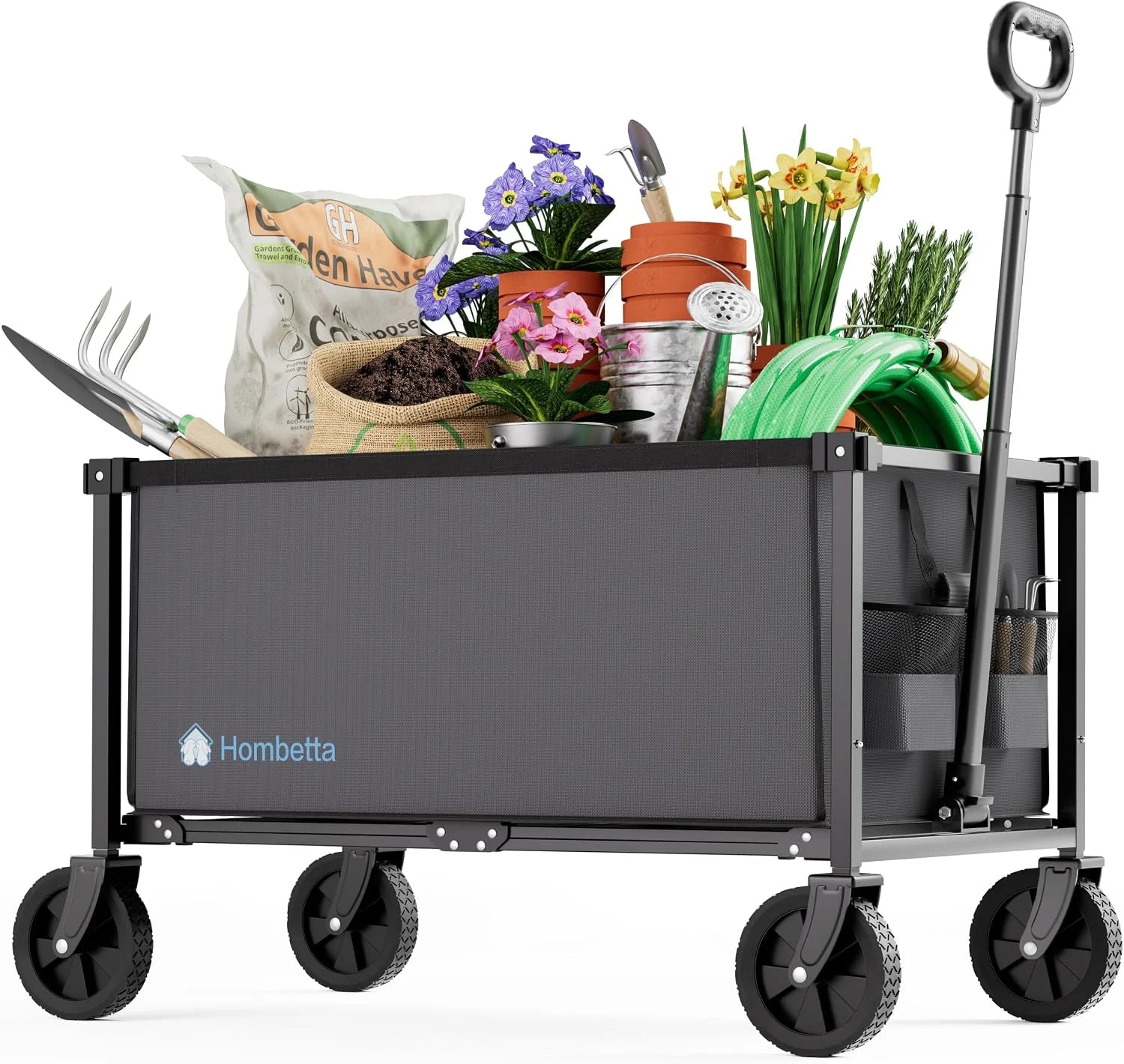 Special HOMBETTA 29.3 Collapsible Wagon Cart, 150L Heavy Duty Folding Utility Wagon with Wheels, 260 lbs Load