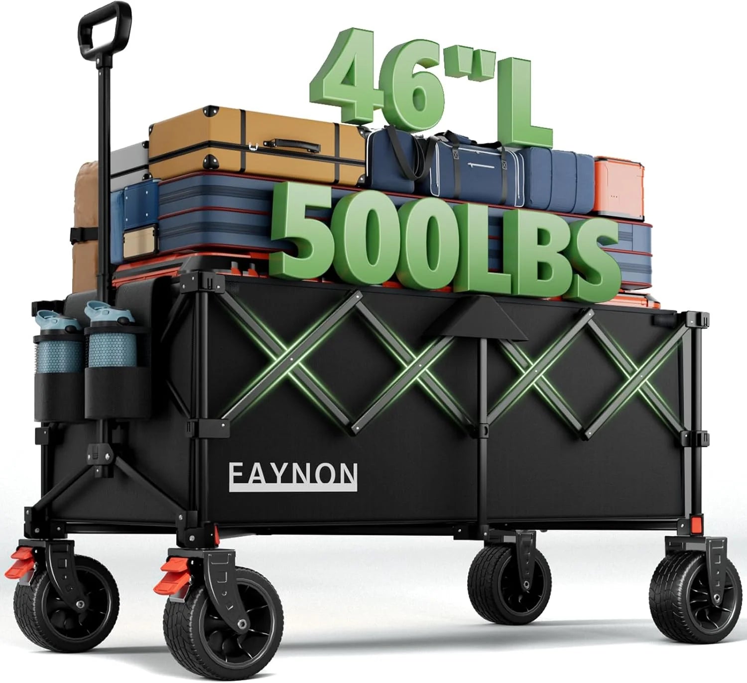 Special L Collapsible Foldable Extended Wagon, 500LB Weight Capacity with 280L Heavy Duty Folding Cart