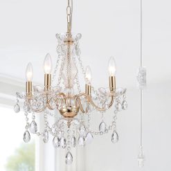Alternative view of Special Crystal Gold Chandelier, 5 Light, Glass Crystal Hanging Pendant Lighting