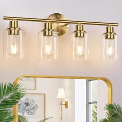 Alternative view of Special Zarbitta 3-Light Bathroom Light Fixtures, 17.23 Black Modern Vanity Lights with Clear Glass Shade