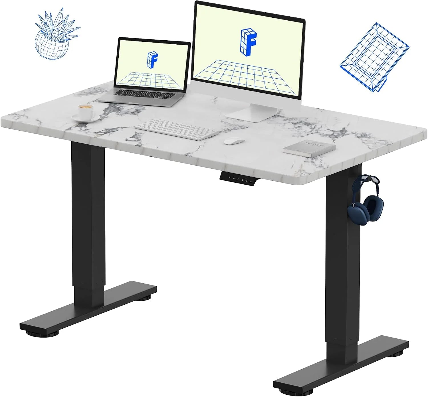 Special FLEXISPOT EN1 One-Piece Standing Desk, Electric Adjustable with 4 Memory Presets, 176 LBS Capacity, 48x24 Black - Image 10