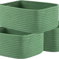 Special Woven Storage Organizing Basket, 12 x 8 x 4.5 inch, 3 Pack, Shelf baskets for closet organization