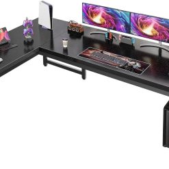 Special Huuger 63 Inch L Shaped Desk with Power Outlets and USB-C Port, 0.95 Inch Thicker Desktop