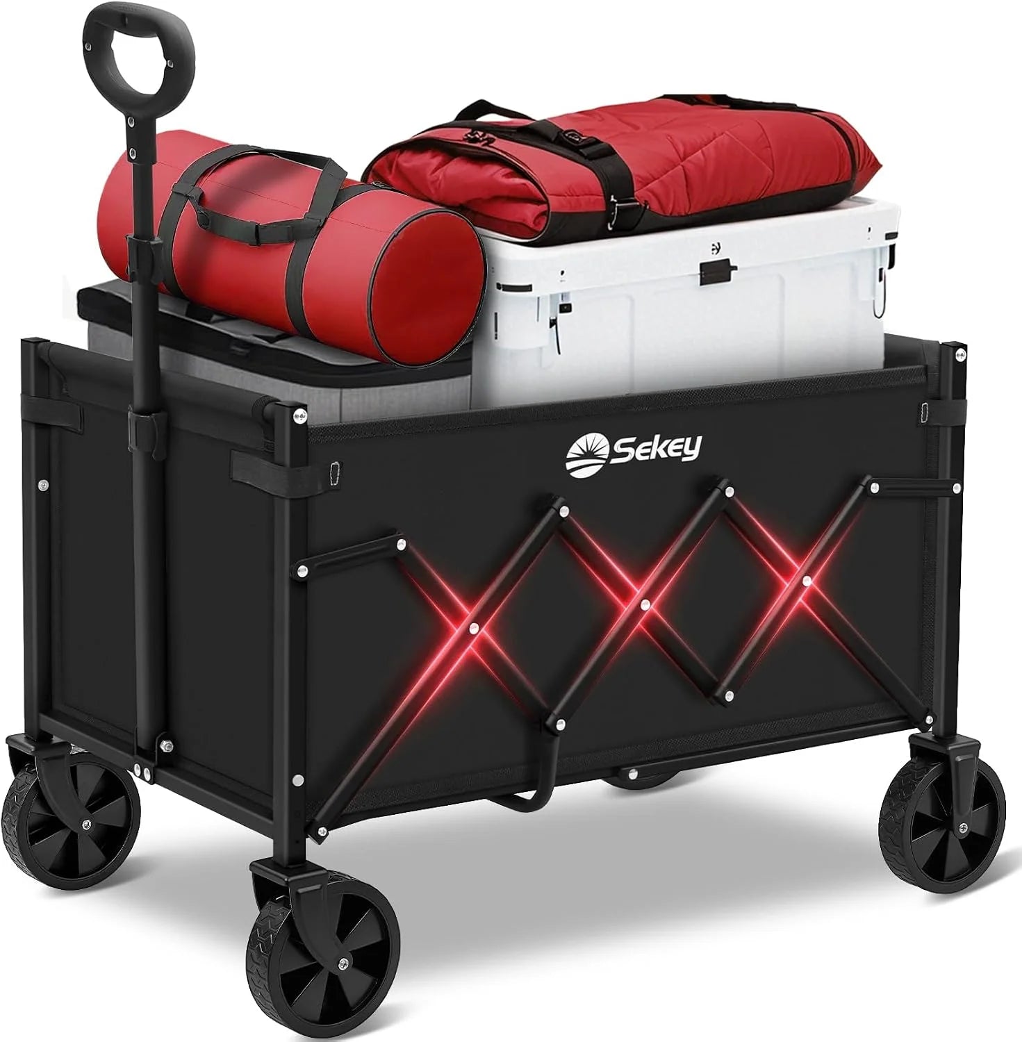 Special Sekey Wagon Cart with Wheels with 220LBS Capacity,Heavy Duty Wagon Carts Foldable,Lightweight Utility Portable Cart for Grocery