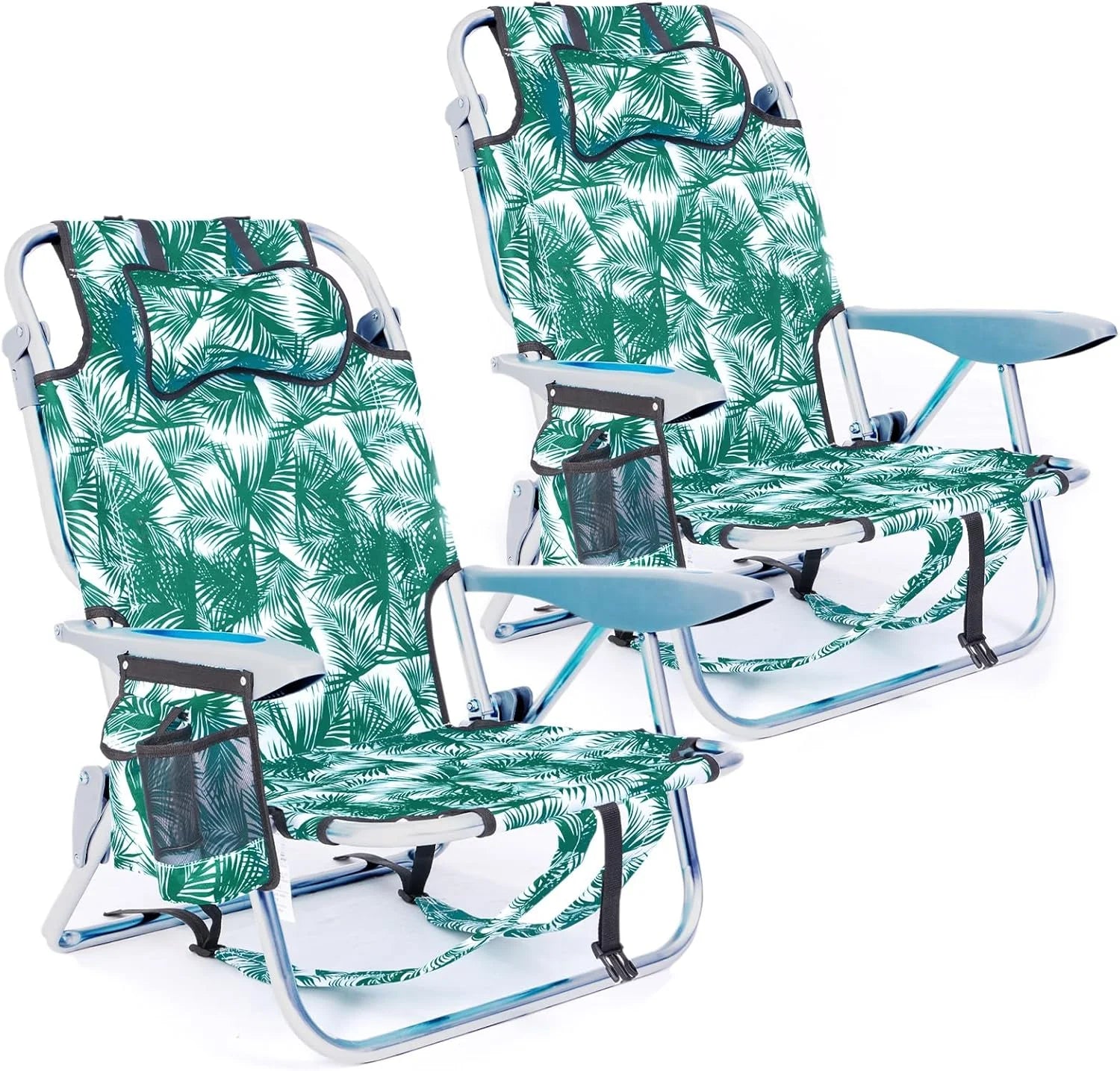 Special 2 Pack Lightweight Portable Camping Beach Chair for Adults, Outdoor Lay Flat Folding Beach Chairs with 5 - Image 8