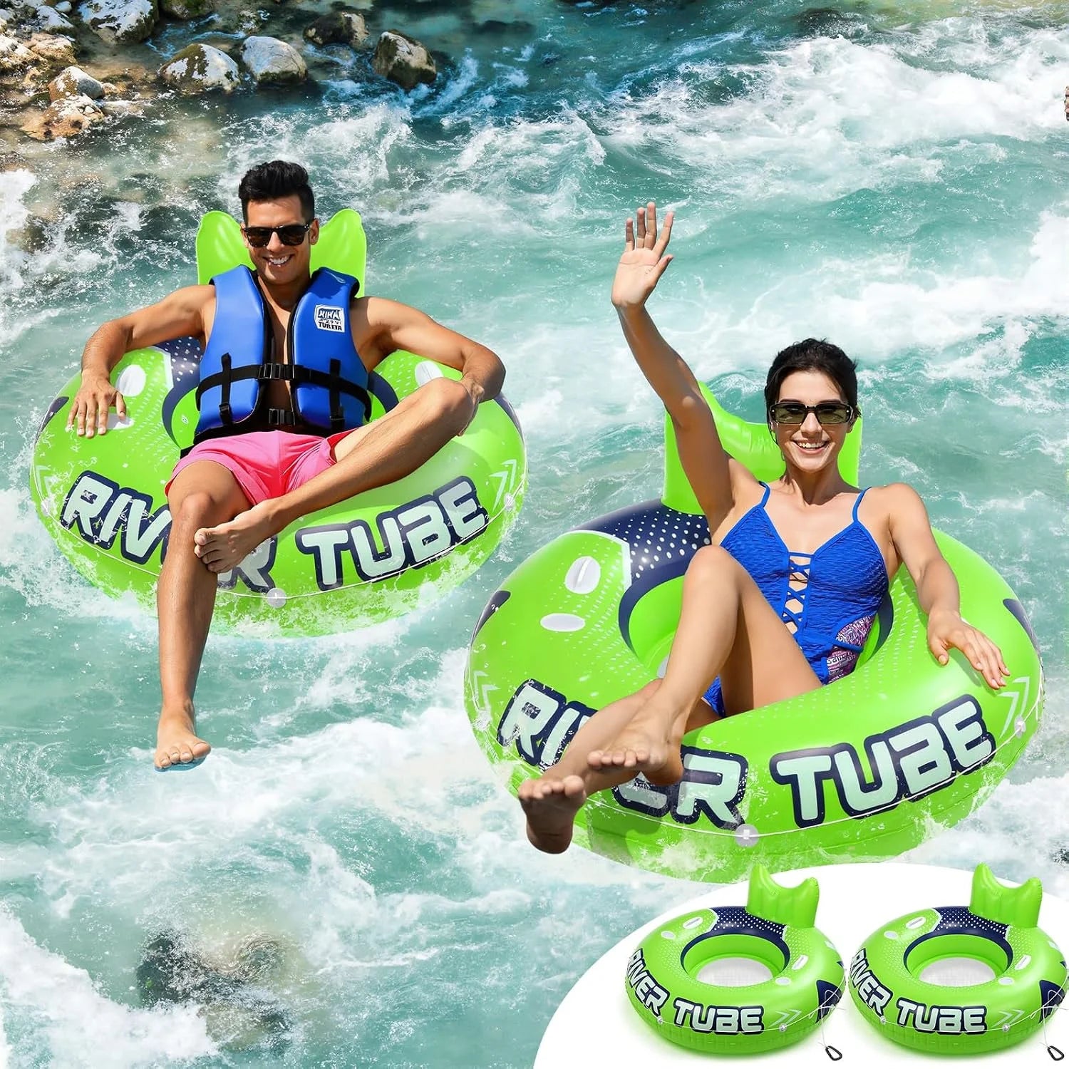 Special Glimin 2 Pcs Green Blue 53 Heavy Duty River Tube Float Inflatable Pool Floating Tube for Adult Large River Raft Water - Image 5