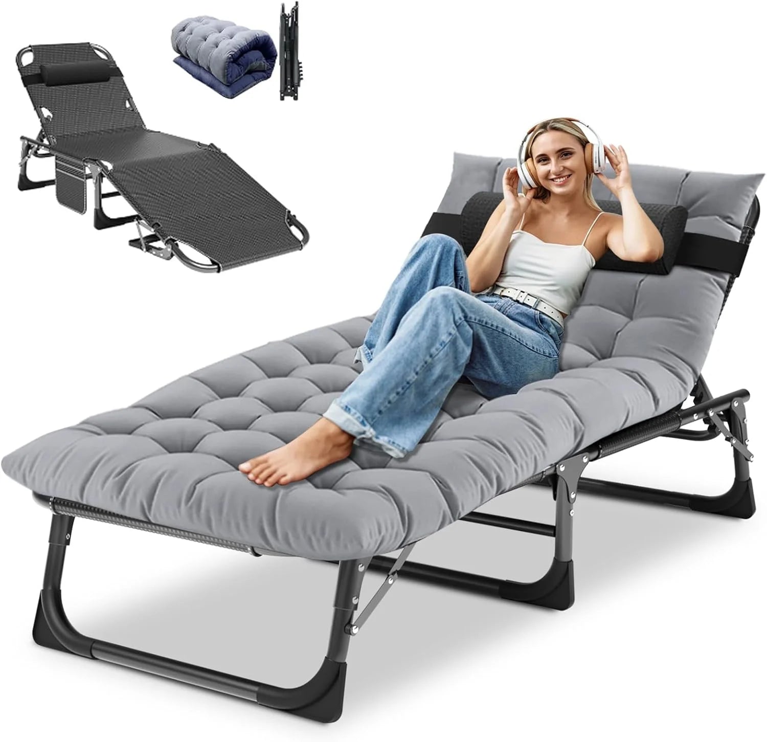 Special DoCred Heavy Duty Chaise Lounge Chair, Adjustable 5-Position Folding Chaise Lounge Chairs for Outside - Image 12