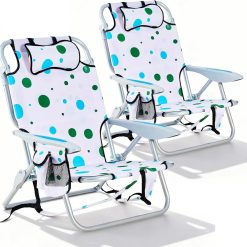 Alternative view of Special 2 Pack Lightweight Portable Camping Beach Chair for Adults, Outdoor Lay Flat Folding Beach Chairs with 5