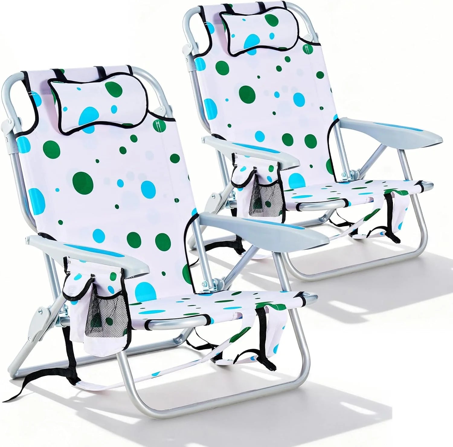 Special 2 Pack Lightweight Portable Camping Beach Chair for Adults, Outdoor Lay Flat Folding Beach Chairs with 5 - Image 2