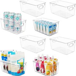 Special 6 Pack Clear Storage Bins, Pantry Organizer Bins with Handle, Large, BPA-free Plastic Bins, Pantry Storage