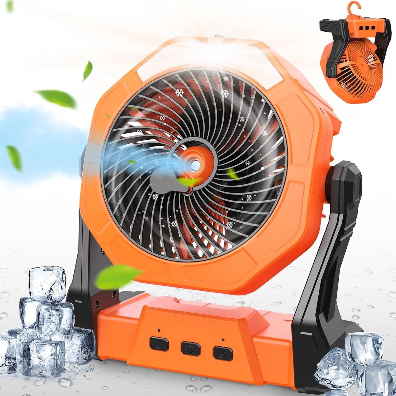 Special Ausic Portable Misting Fan, Outdoor Rechargeable Fan, LED Light, Hook, 35H - Image 4