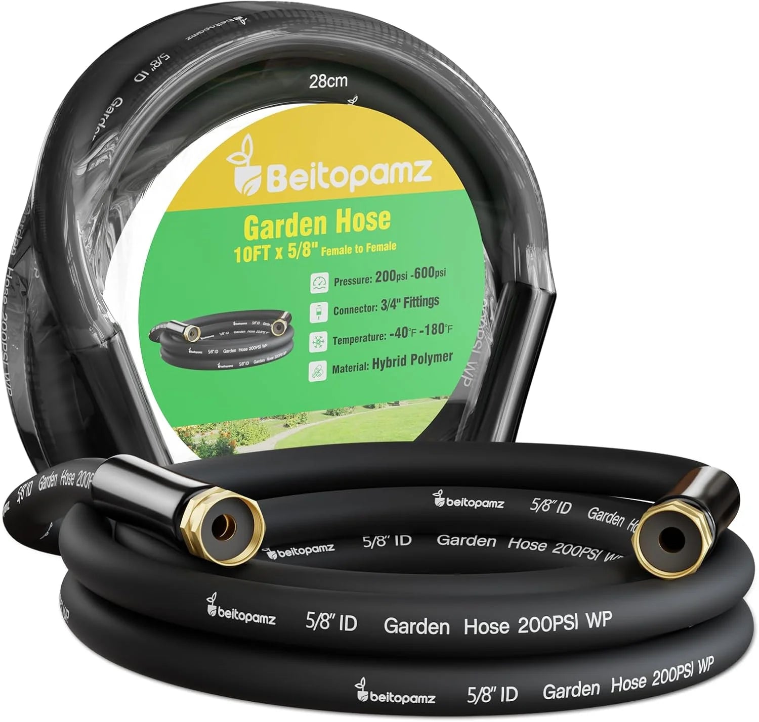 Special Beitopamz 100 ft Garden Hose, 5/8 in Heavy Duty Water Hose, Male to Female 3/4” Brass Fittings for Patio - Image 2
